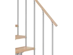 Dolle Mittelholmtreppe Cork Buche Perlgrau GH b. 292 cm 1/4 Gewendelt 75 cm FSC