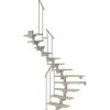 Dolle Mittelholmtreppe Cork Ahorn Perlgrau GH b. 270 cm 1/2 Gewendelt 75 cm FSC