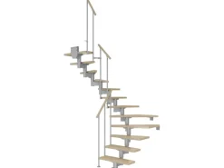 Dolle Mittelholmtreppe Cork Ahorn Perlgrau GH b. 270 cm 1/2 Gewendelt 75 cm FSC