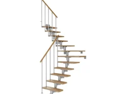Dolle Mittelholmtreppe Cork Eiche Perlgrau GH b. 337 cm 1/4 Gewendelt 75 cm FSC