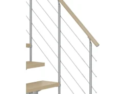 Dolle Mittelholmtreppe Cork Ahorn Perlgrau GH b. 270 cm 1/2 Gewendelt 75 cm FSC
