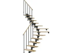 Dolle Mittelholmtreppe Cork Ahorn Anthrazit GH b. 270cm 1/4 Gewendelt 75 cm FSC
