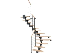 Dolle Mittelholmtreppe Cork Buche Anthrazit GH b. 292cm 1/2 Gewendelt 75cm FSC