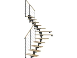 Dolle Mittelholmtreppe Cork Ahorn Anthrazit GH b. 315cm 1/4 Gewendelt 75cm FSC