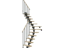 Dolle Mittelholmtreppe Dublin Ahorn Anthrazit GH bis 270 cm 1/4 Gewendelt 65 cm