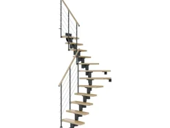 Dolle Mittelholmtreppe Dublin Ahorn Anthrazit GH bis 270 cm 1/4 Gewendelt 65 cm