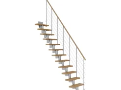 Dolle Mittelholmtreppe Dublin Eiche Perlgrau GH bis 270 cm Gerade 65 cm FSC