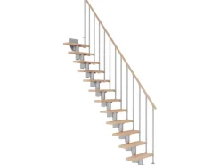 Dolle Mittelholmtreppe Dublin Buche Perlgrau GH bis 315 cm Gerade 65 cm FSC