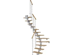 Dolle Mittelholmtreppe Dublin Eiche Perlgrau GH bis 270 cm 1/2gew. 75 cm FSC®
