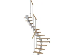 Dolle Mittelholmtreppe Dublin Eiche Perlgrau GH bis 270 cm 1/2gew. 75 cm FSC®