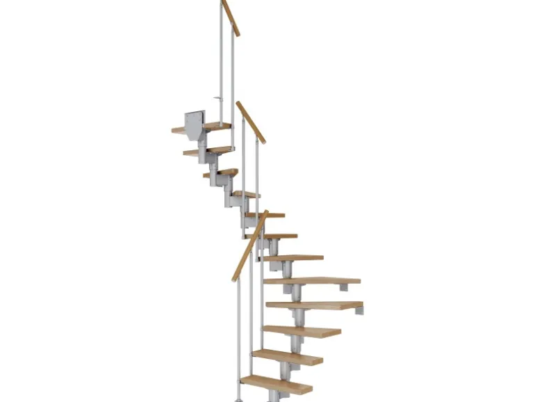 Dolle Mittelholmtreppe Dublin Eiche Perlgrau GH bis 270 cm 1/2gew. 75 cm FSC®