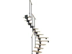 Dolle Mittelholmtreppe Dublin Ahorn Anthrazit GH bis 270 cm 1/2 Gewendelt 75 cm
