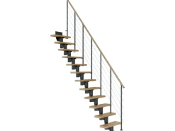 Dolle Mittelholmtreppe Dublin Eiche Anthrazit GH bis 292 cm Gerade 75 cm FSC