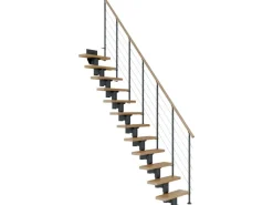 Dolle Mittelholmtreppe Dublin Eiche Anthrazit GH bis 270 cm Gerade 65 cm FSC