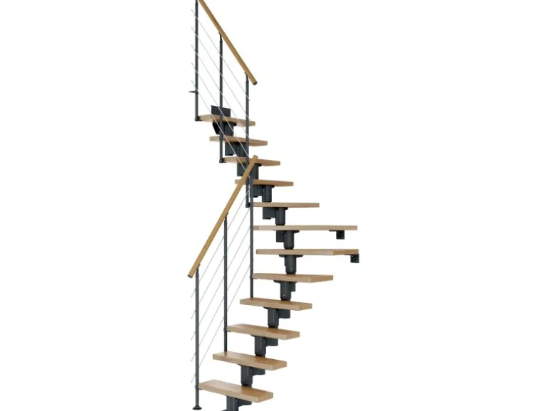 Dolle Mittelholmtreppe Dublin Eiche Anthrazit GH bis 270 cm 1/4gew. 65 cm FSC®