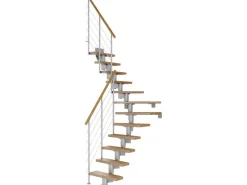 Dolle Mittelholmtreppe Dublin Eiche Perlgrau GH bis 292 cm 1/4gew. 75 cm FSC®