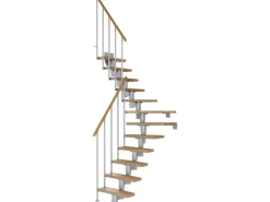 Dolle Mittelholmtreppe Dublin Eiche Perlgrau GH bis 315 cm 1/4gew. 65 cm FSC®