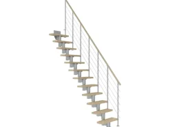 Dolle Mittelholmtreppe Dublin Ahorn Perlgrau GH bis 270 cm Gerade 65 cm