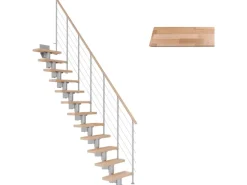 Dolle Mittelholmtreppe Dublin Buche Perlgrau GH bis 292 cm Gerade 75 cm FSC
