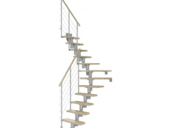 Dolle Mittelholmtreppe Dublin Ahorn Perlgrau GH bis 315 cm 1/4 Gewendelt 65 cm
