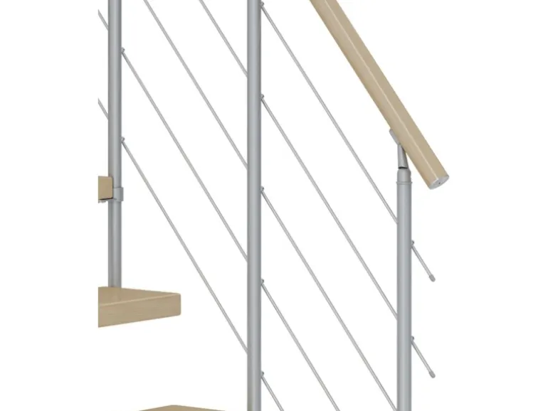 Dolle Mittelholmtreppe Dublin Ahorn Perlgrau GH bis 315 cm 1/4 Gewendelt 65 cm