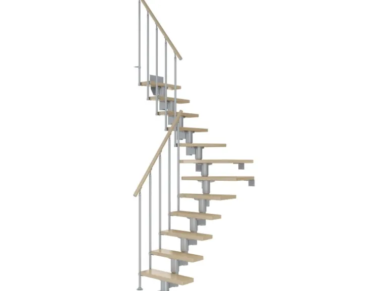 Dolle Mittelholmtreppe Dublin Ahorn Perlgrau GH bis 270 cm 1/4 Gewendelt 65 cm
