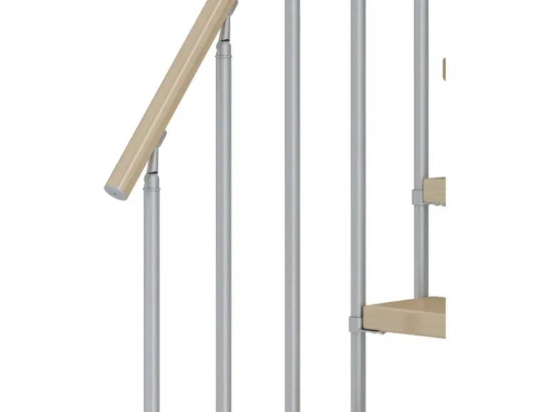 Dolle Mittelholmtreppe Dublin Ahorn Perlgrau GH bis 270 cm 1/4 Gewendelt 65 cm