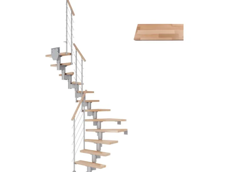 Dolle Mittelholmtreppe Dublin Buche Perlgrau GH bis 315 cm 1/2gew. 65 cm FSC®