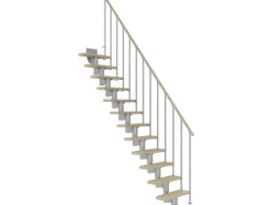 Dolle Mittelholmtreppe Dublin Ahorn Perlgrau GH bis 270 cm Gerade 65 cm