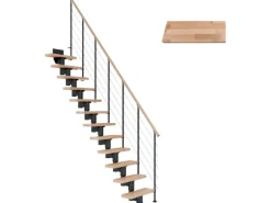 Dolle Mittelholmtreppe Dublin Buche Anthrazit GH bis 292 cm Gerade 65 cm FSC