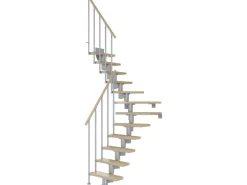 Dolle Mittelholmtreppe Dublin Ahorn Perlgrau GH bis 270 cm 1/4 Gewendelt 75 cm