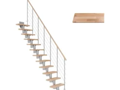 Dolle Mittelholmtreppe Dublin Buche Perlgrau GH bis 270 cm Gerade 75 cm FSC