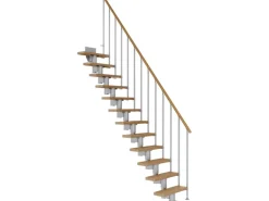 Dolle Mittelholmtreppe Dublin Eiche Perlgrau GH bis 270 cm Gerade 75 cm FSC