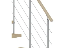 Dolle Mittelholmtreppe Dublin Ahorn Perlgrau GH bis 292 cm 1/4 Gewendelt 65 cm
