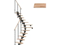 Dolle Mittelholmtreppe Dublin Buche Anthrazit GH bis 292 cm 1/4gew. 75 cm FSC®