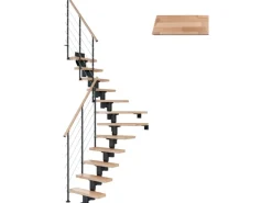 Dolle Mittelholmtreppe Dublin Buche Anthrazit GH bis 270 cm 1/2gew. 75 cm FSC®
