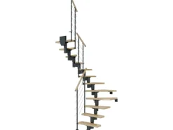 Dolle Mittelholmtreppe Dublin Ahorn Anthrazit GH bis 270 cm 1/2 Gewendelt 75 cm