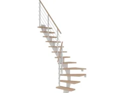 Dolle Mittelholmtreppe Frankfurt Eiche Weiß GH b. 279cm 1/4 Gewendelt 75cm FSC