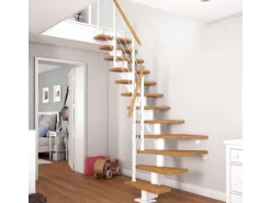 Dolle Mittelholmtreppe Frankfurt Eiche Weiß GH b. 279cm 1/4 Gewendelt 75cm FSC