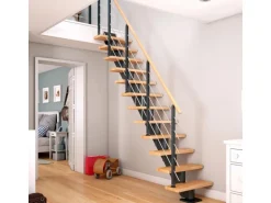 Dolle Mittelholmtreppe Frankfurt Buche Anthrazit GH bis 301 cm Gerade 65 cm FSC