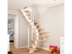 Dolle Mittelholmtreppe Frankfurt Eiche Weiß GH bis 279 cm 1/2 - gew. 65 cm FSC