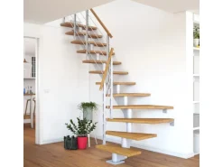 Dolle Mittelholmtreppe Hamburg Eiche Perlgrau GH bis 322 cm 1/4gew. 75 cm FSC®