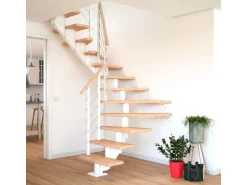 Dolle Mittelholmtreppe Hamburg Eiche Weiß GH bis 279 cm 1/2 Gewendelt 75 cm FSC