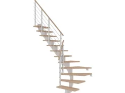 Dolle Mittelholmtreppe Hamburg Eiche Weiß GH bis 279 cm 1/4 Gewendelt 75 cm FSC