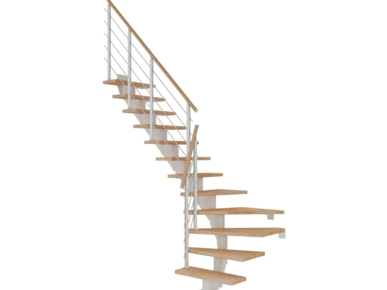 Dolle Mittelholmtreppe Hamburg Buche Weiß GH bis 322 cm 1/4 Gewendelt 85 cm FSC