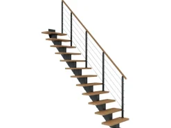 Dolle Mittelholmtreppe Hamburg Eiche Anthrazit GH bis 322 cm Gerade 85 cm FSC
