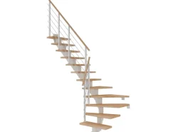 Dolle Mittelholmtreppe Hamburg Buche Weiß GH bis 301 cm 1/4 Gewendelt 75 cm FSC