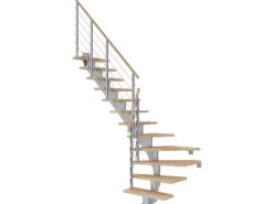 Dolle Mittelholmtreppe Hamburg Buche Perlgrau GH bis 258 cm 1/4gew. 75 cm FSC®