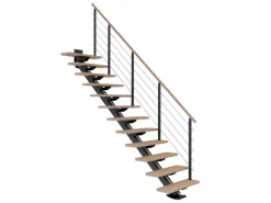 Dolle Mittelholmtreppe Sydney 12 Stufen Eiche Weiß gerade Metall Anthrazit FSC®