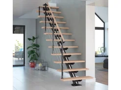 Dolle Mittelholmtreppe Sydney 12 Stufen Eiche Weiß gerade Metall Anthrazit FSC®